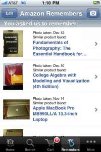 "Amazon Remembers" utilizes a combination of automagic and human powered search to match a product to a user generated image. 